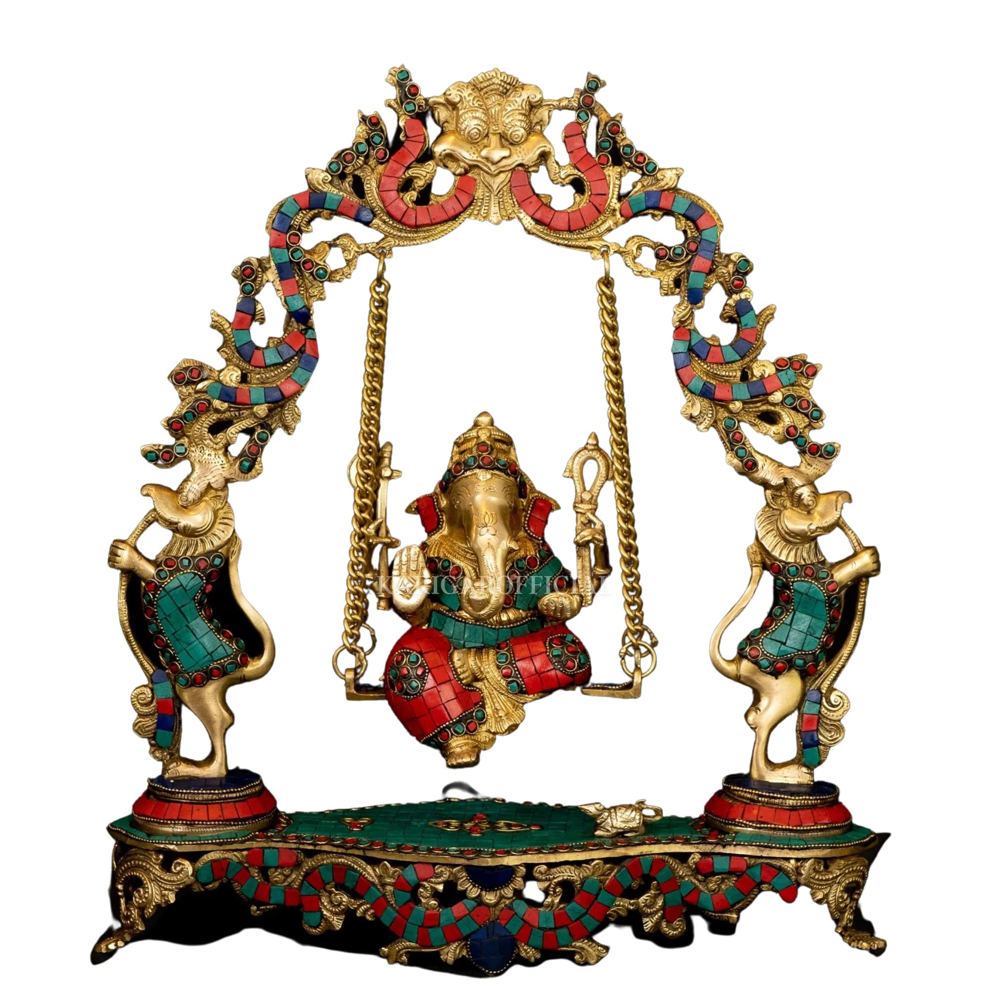 Amazon.co.jp: ブランコに乗ったガネーシャ - マルチカラー ガンパティ